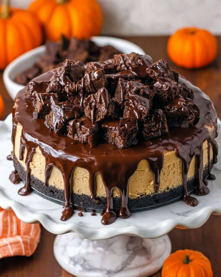 Copycat Chunkin’ Chocolate Pumpkin Cheesecake Recipe