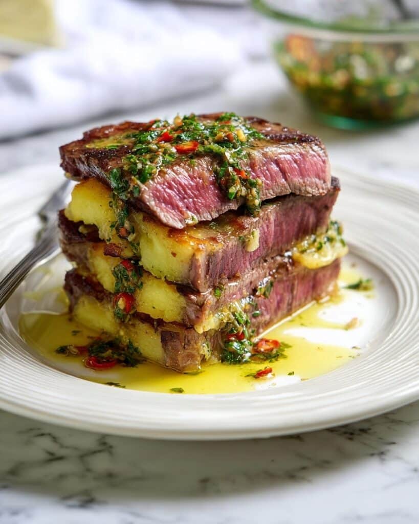 Beef Tenderloin Chimichurri Stacks Recipe