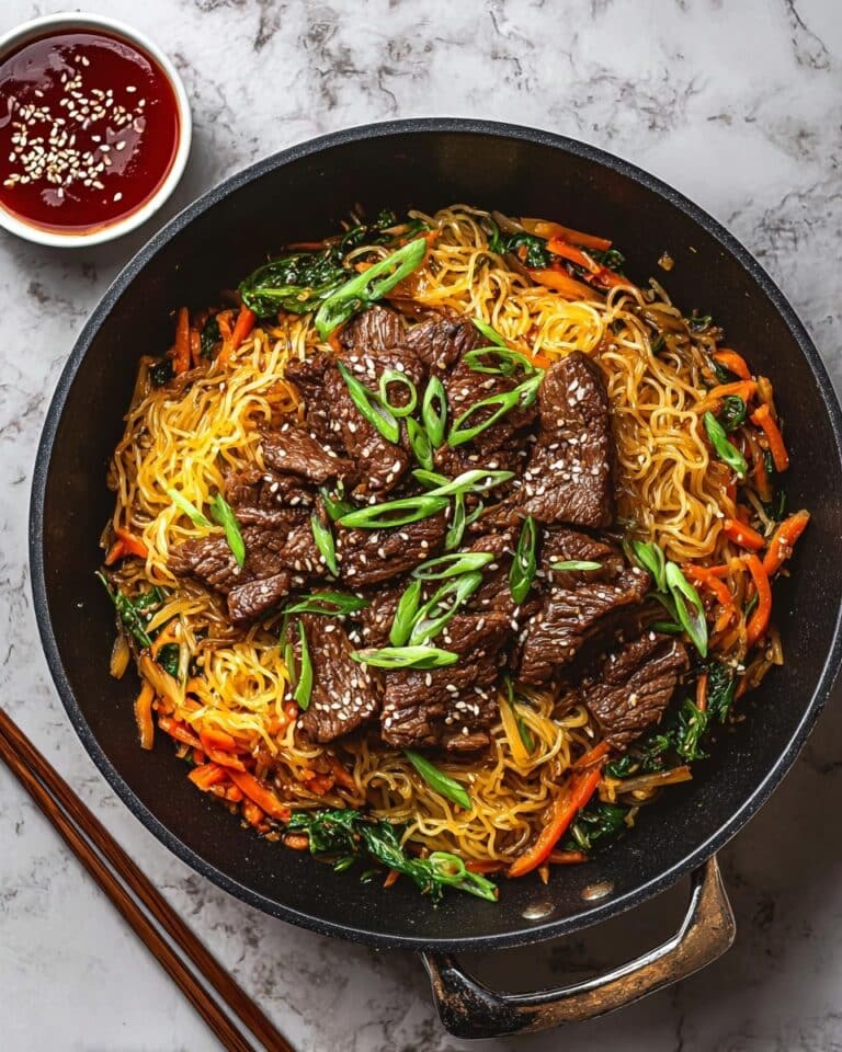 Japchae (Korean Stir-Fried Glass Noodles with Beef and Vegetables) Recipe
