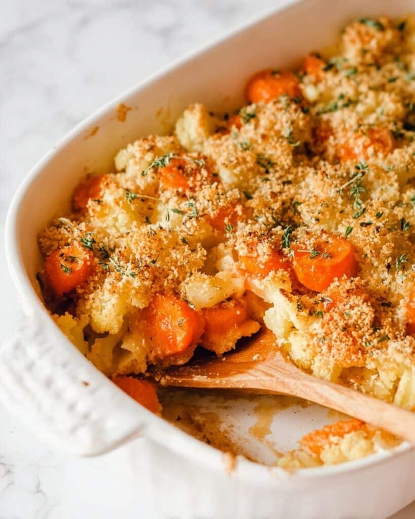 Roasted Cauliflower and Carrots with Parmesan and Panko Topping Recipe