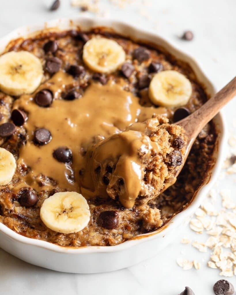 Banana Bread Baked Oats with Chocolate Chips (For One!) Recipe