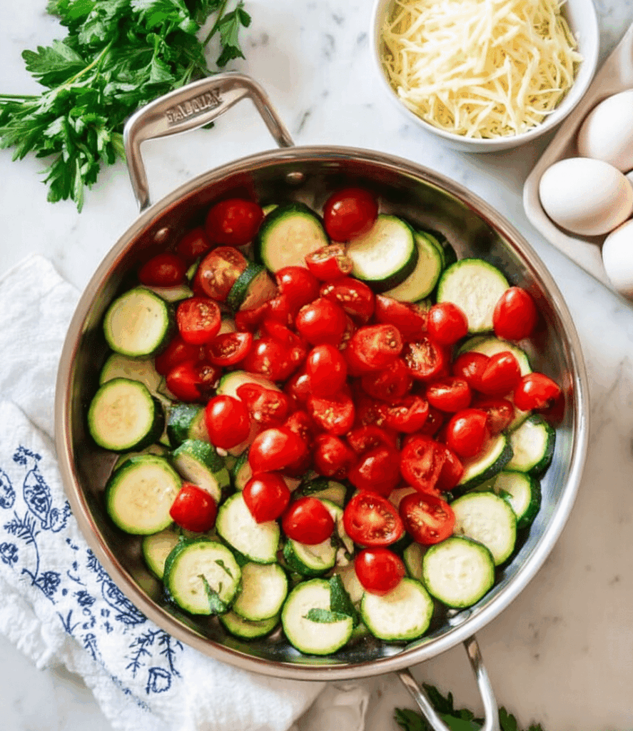 Breakfast Egg Bake with Zucchini, Tomato, and Parmesan Recipe