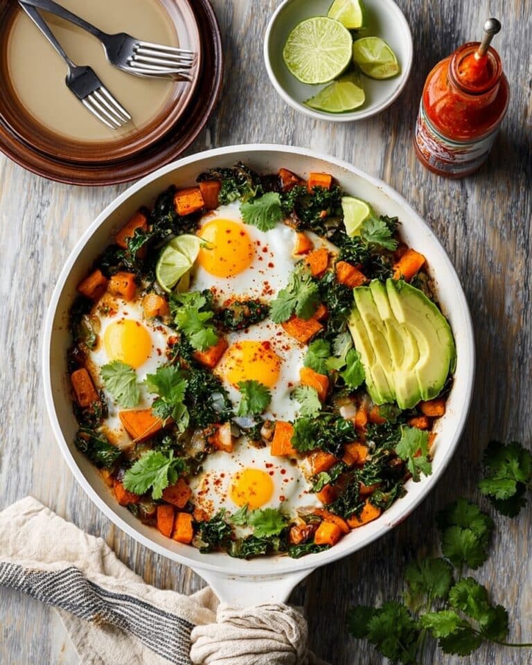 Sweet Potato Hash with Eggs, Avocado, and Poblano Pepper Recipe