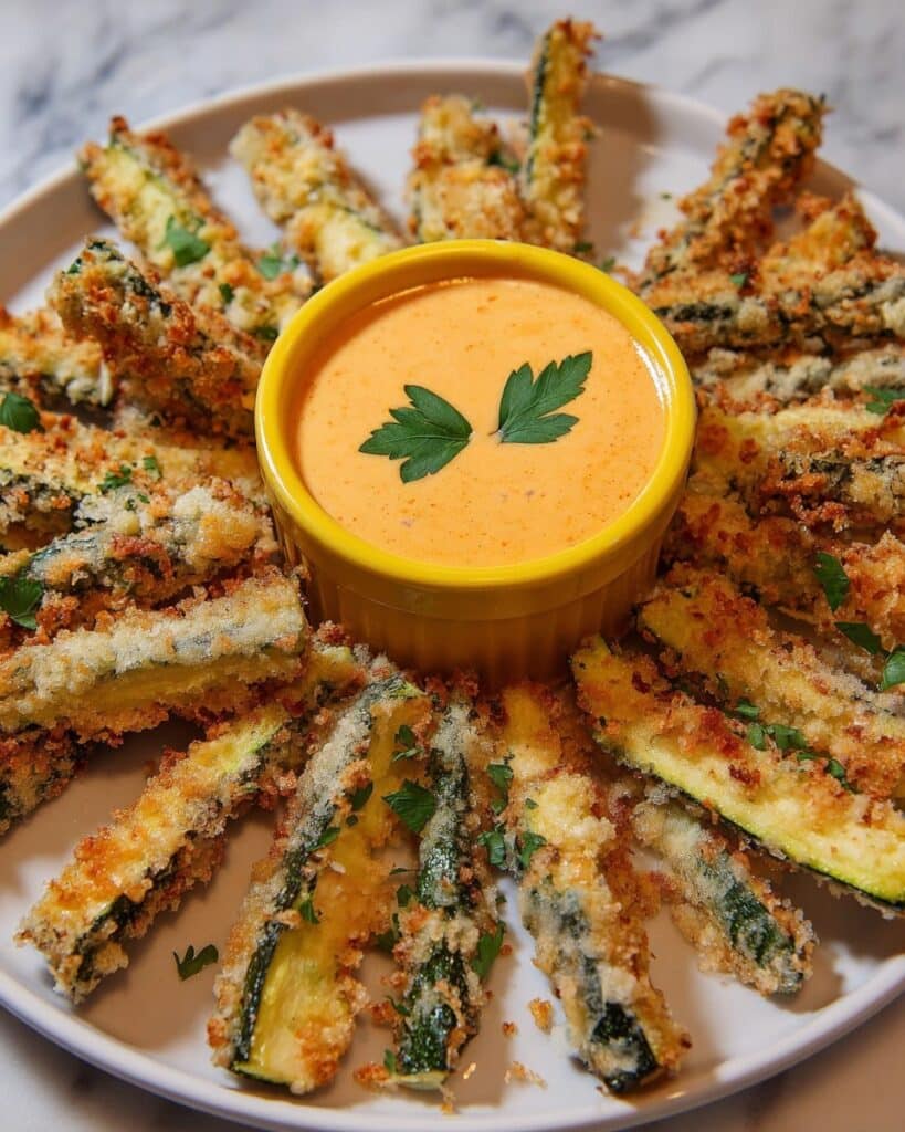 Crispy Zucchini Fries with Roasted Red Pepper Garlic Aioli Recipe