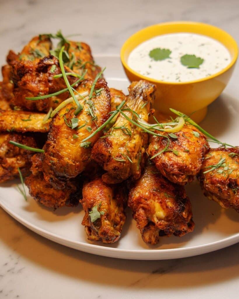Tandoori Style Chicken Wings with Cilantro Lime Yogurt Dipping Sauce Recipe