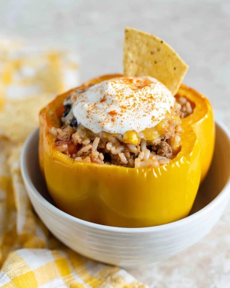 Vegetarian Crockpot Stuffed Peppers Recipe