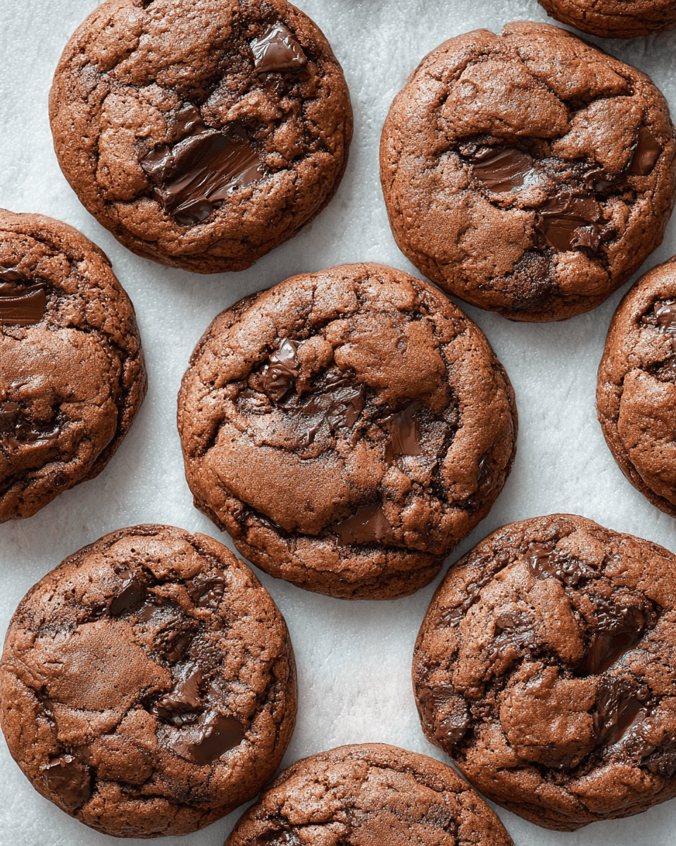 A white scalloped plate holds a pile of soft chocolate cookies in close view. The cookies are round with lightly cracked tops and a rich dark brown color. Two cookies are stacked near the center, each showing their dense, slightly crumbly texture, and one cookie is broken in half revealing a moist and fudgy inside. The cookies fill the plate almost to the edges, resting on a white marbled surface. photo taken with an iphone --ar 4:5 --v 7