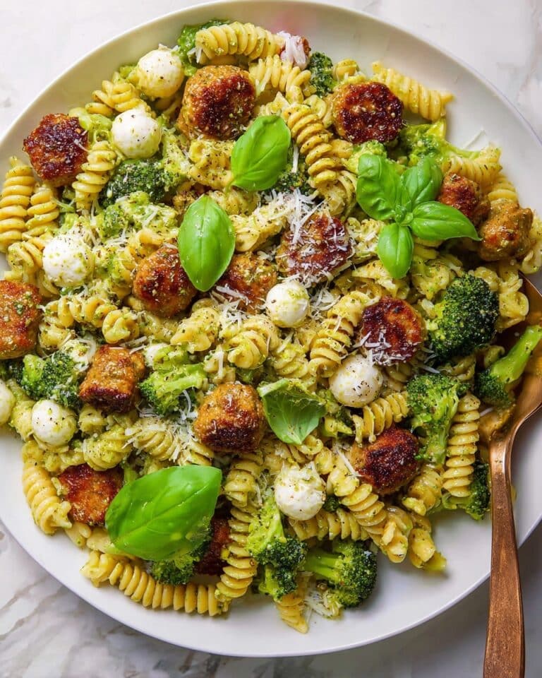 Pesto Pasta with Turkey Meatballs Recipe