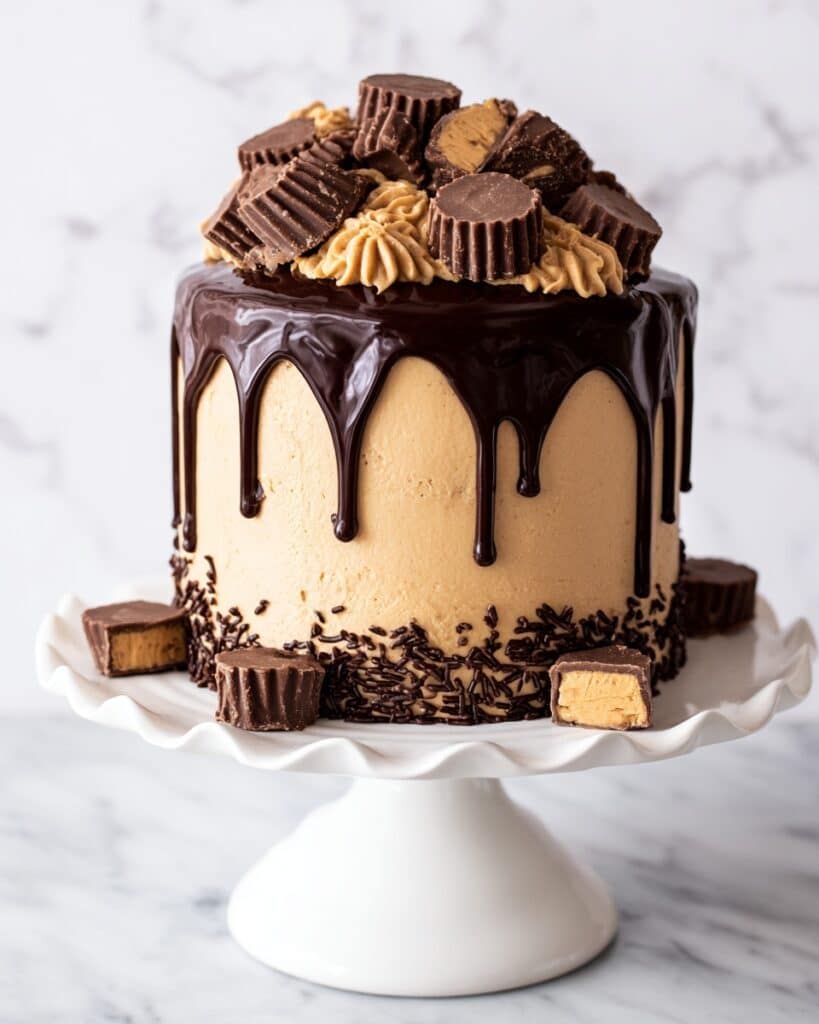 Chocolate Brownie Cake with Peanut Butter Frosting Recipe