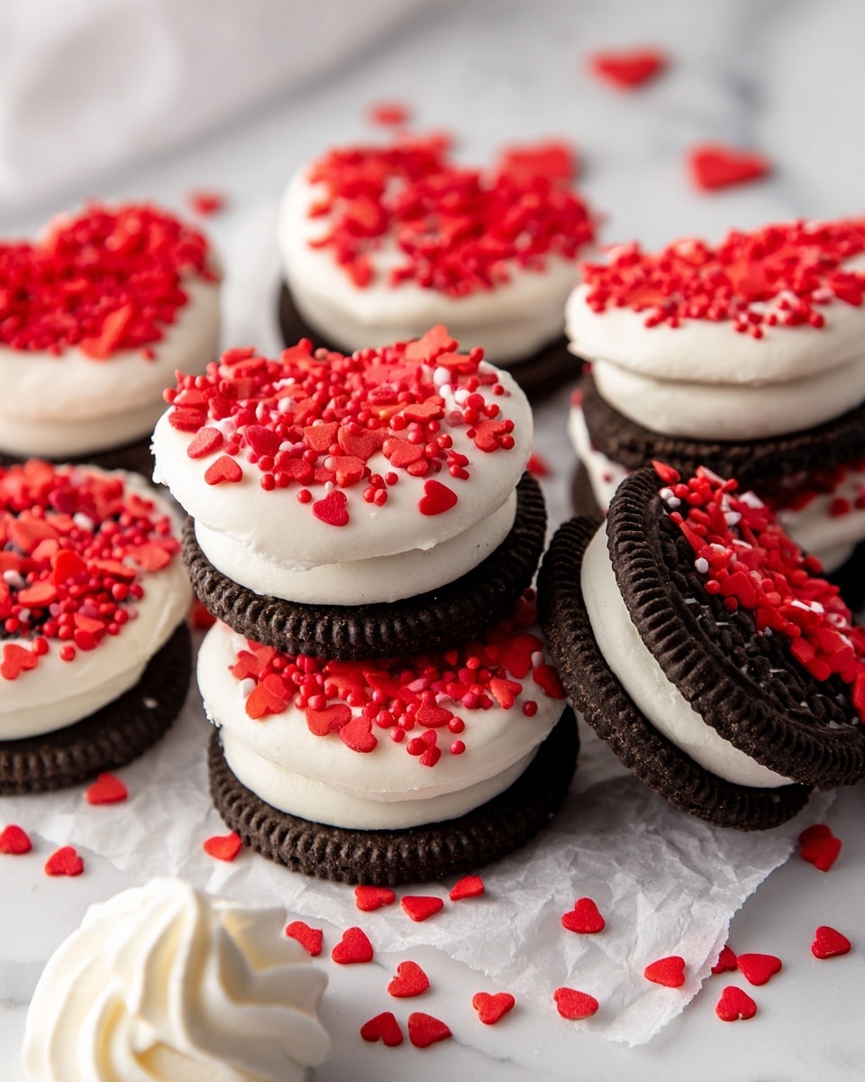 Valentine’s Day White Chocolate & Sprinkles Oreos Recipe