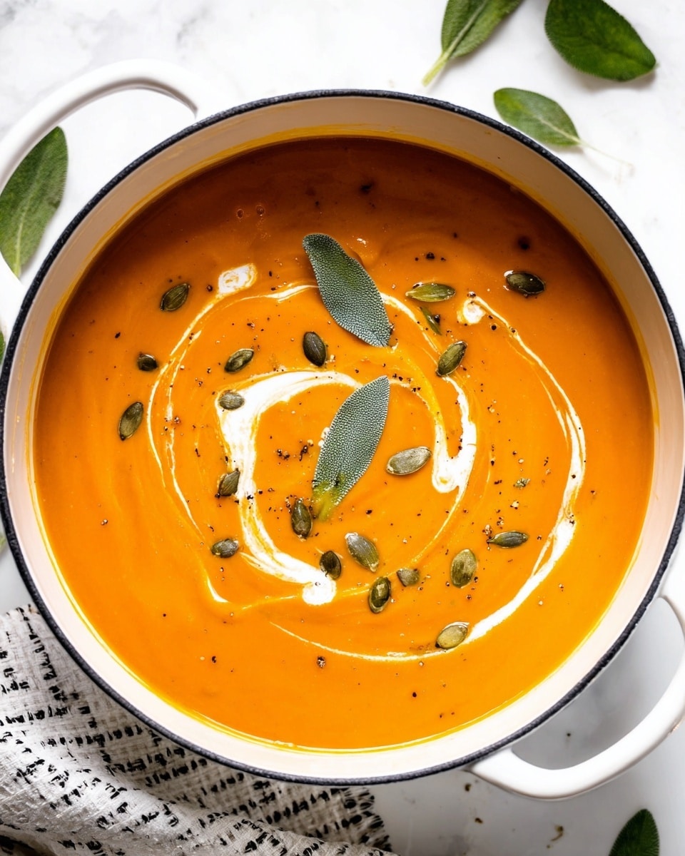 Creamy Butternut Squash Soup with Coconut Milk, Fresh Sage, and Spiced Garnishes Recipe