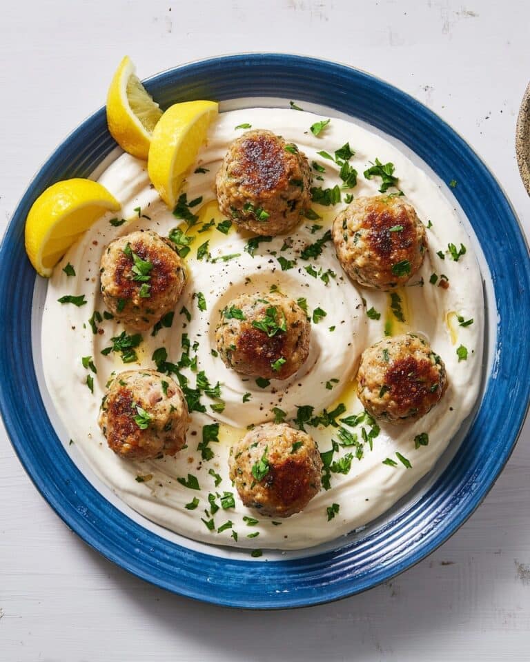 Turkey Feta Meatballs with Lemon-Yogurt Dip Recipe