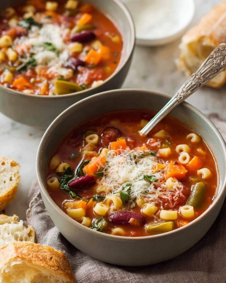 Hearty Minestrone Soup with Bacon and Fresh Vegetables Recipe