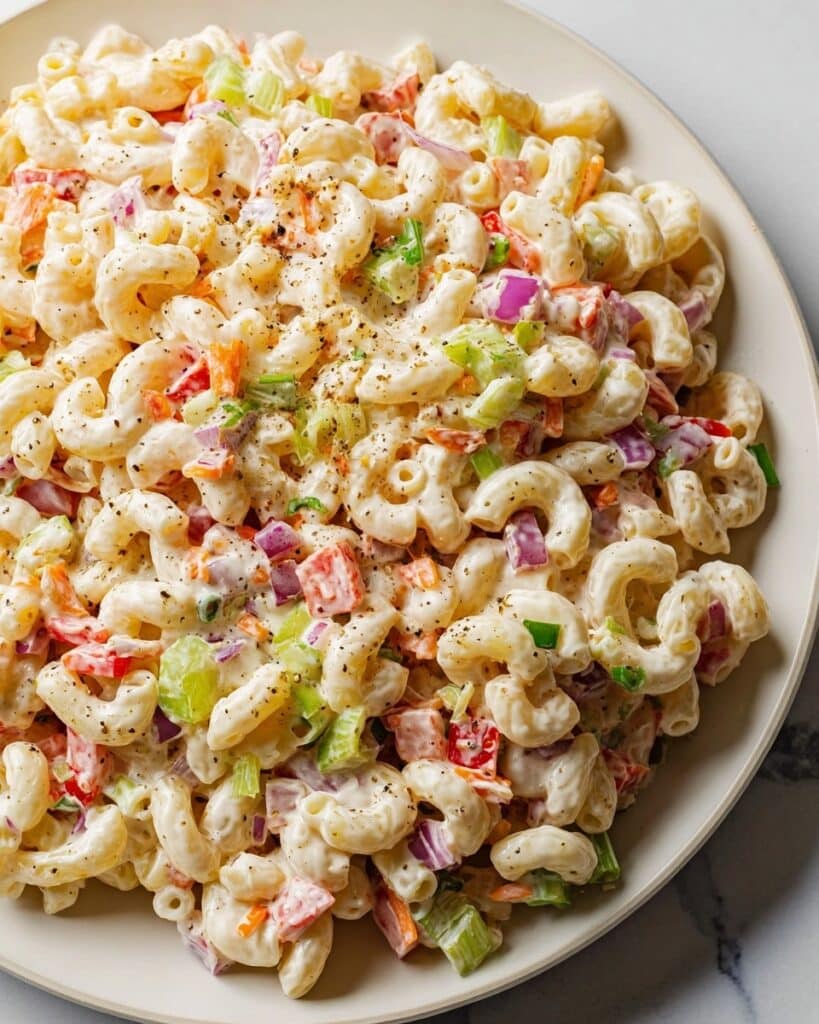 Classic Macaroni Salad with Crunchy Vegetables and Creamy Dressing Recipe