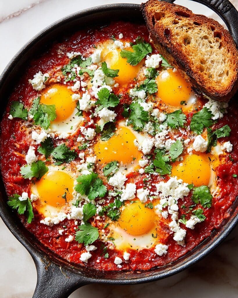 Spiced Shakshuka with Feta and Cilantro Recipe