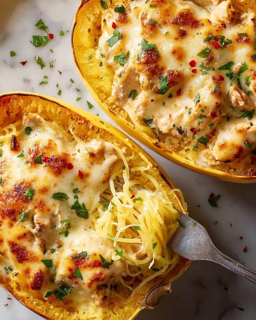 Chicken Alfredo Spaghetti Squash Recipe