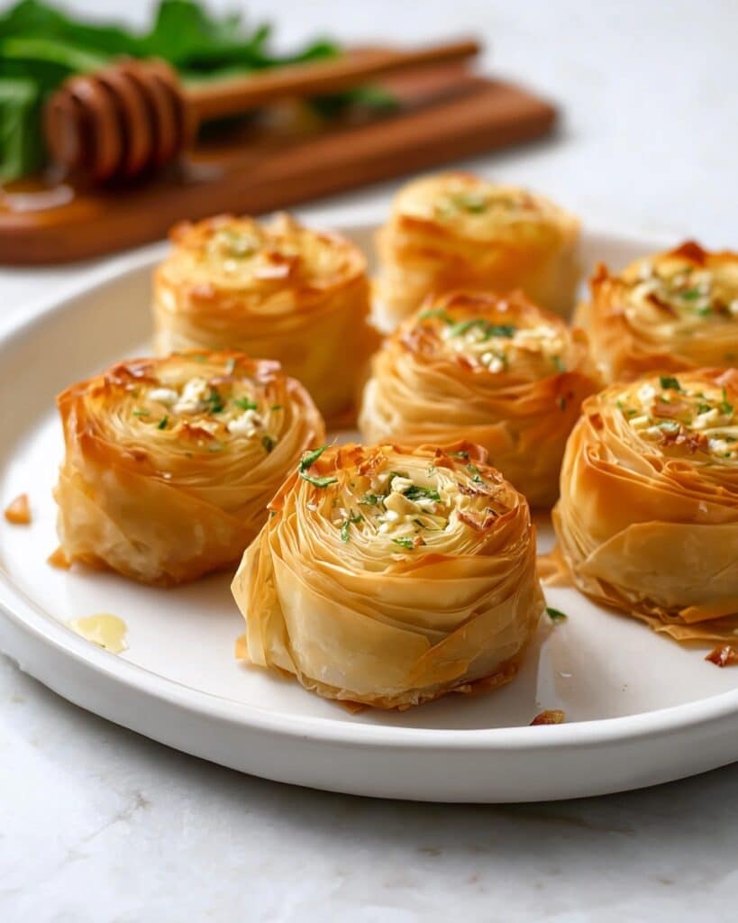 Cheesy Gruyère Phyllo Bites with Honey, Chives, and Almonds Recipe