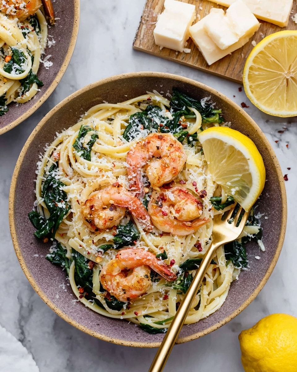Lemon Garlic Parmesan Shrimp Pasta Recipe