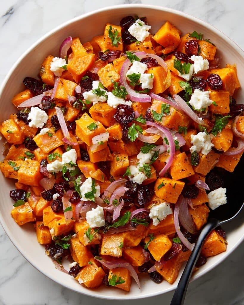 Sweet Potato Salad with Cranberries, Feta, and Parsley Recipe