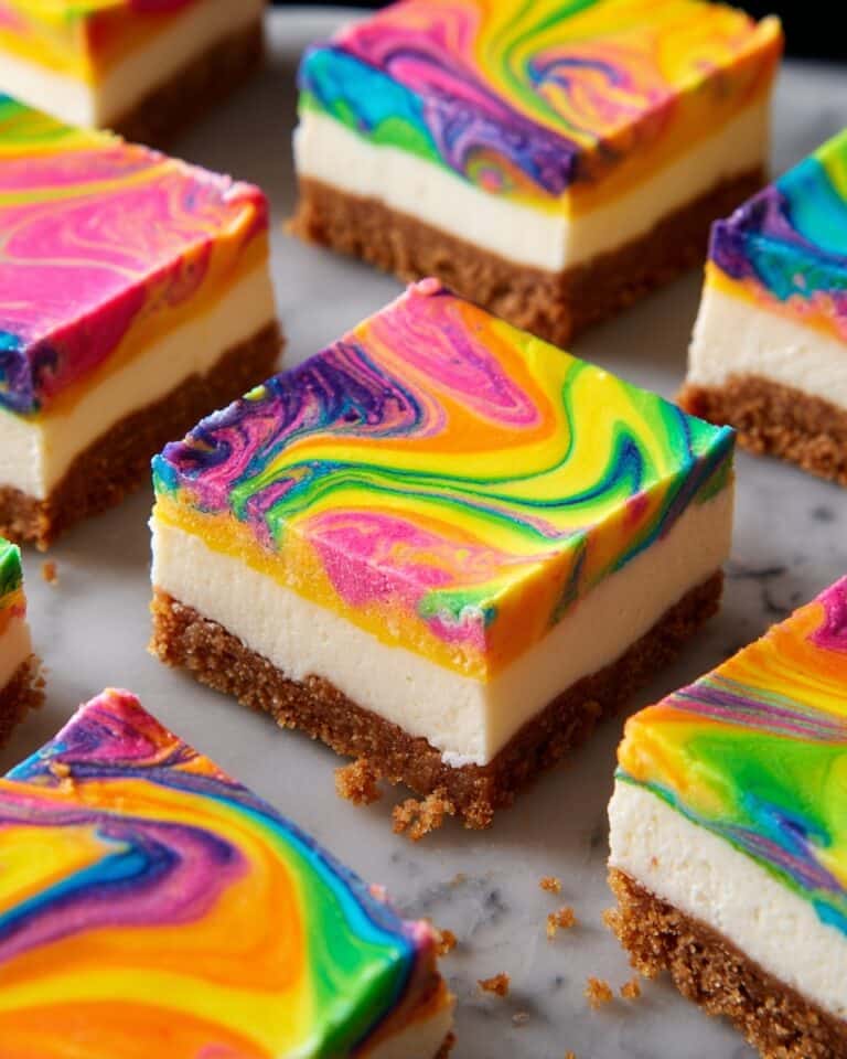 Rainbow Vanilla Cheesecake Bars Recipe