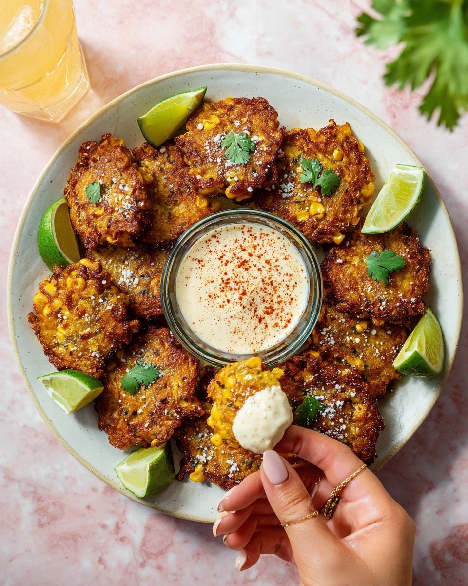 Esquites Fritters with Creamy Lime Sauce Recipe