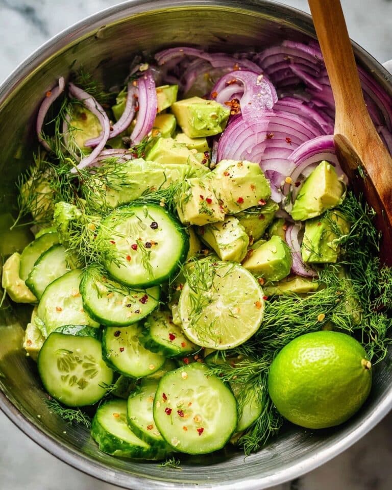 Avocado Salad with Cucumber, Red Onion, Dill, and Lime Recipe