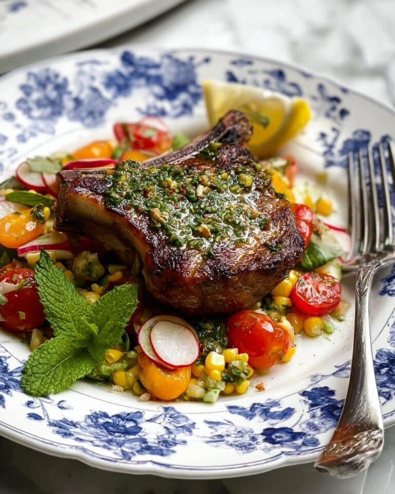 Lamb Loin Chops with Herb Butter and Corn Orzo Salad Recipe