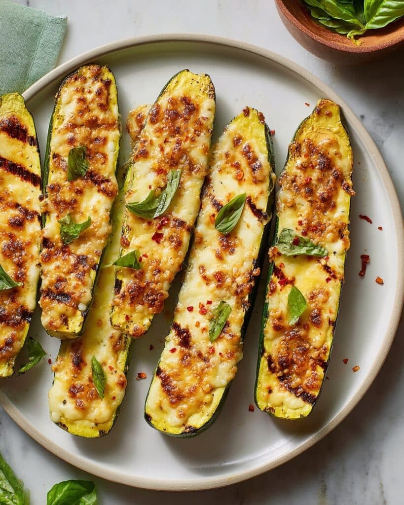 Cheesy Garlic Zucchini Steaks Recipe