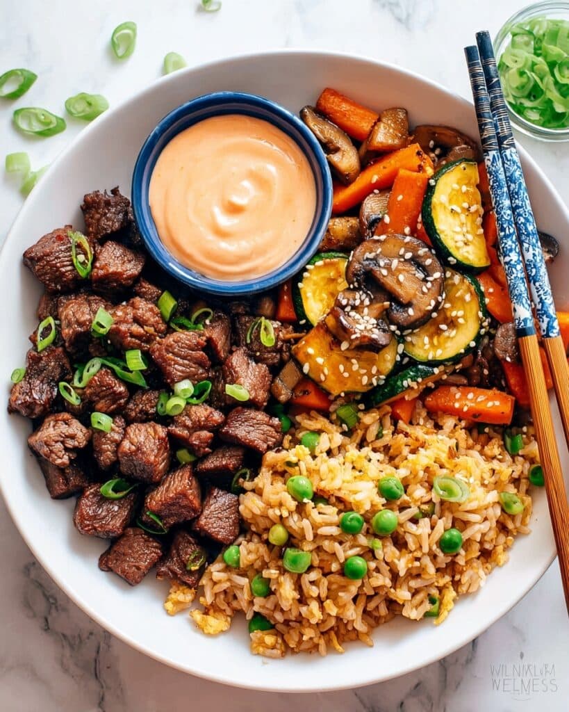 Hibachi Steak with Vegetable Fried Rice and Spicy Mayo Recipe