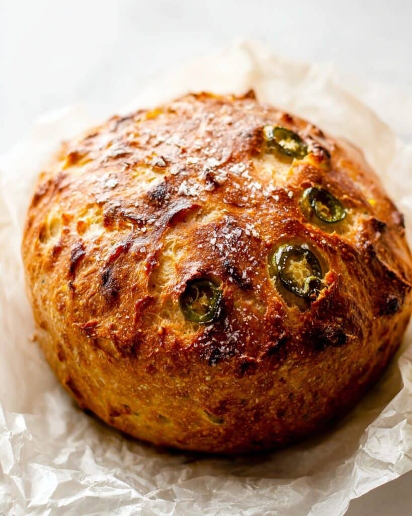 No Knead Jalapeño Cheddar Bread Recipe