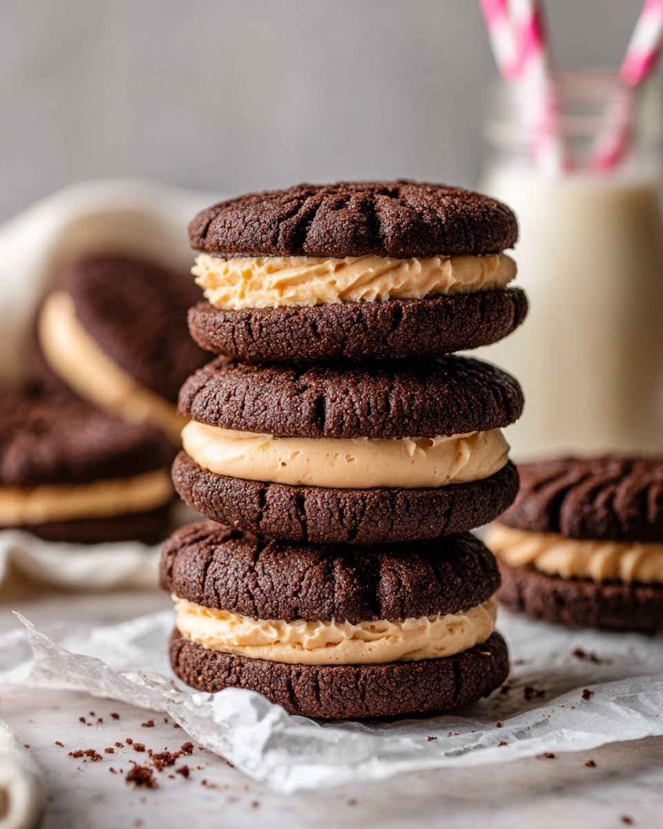 Brownie Cookie Sandwich with Peanut Butter Frosting Recipe
