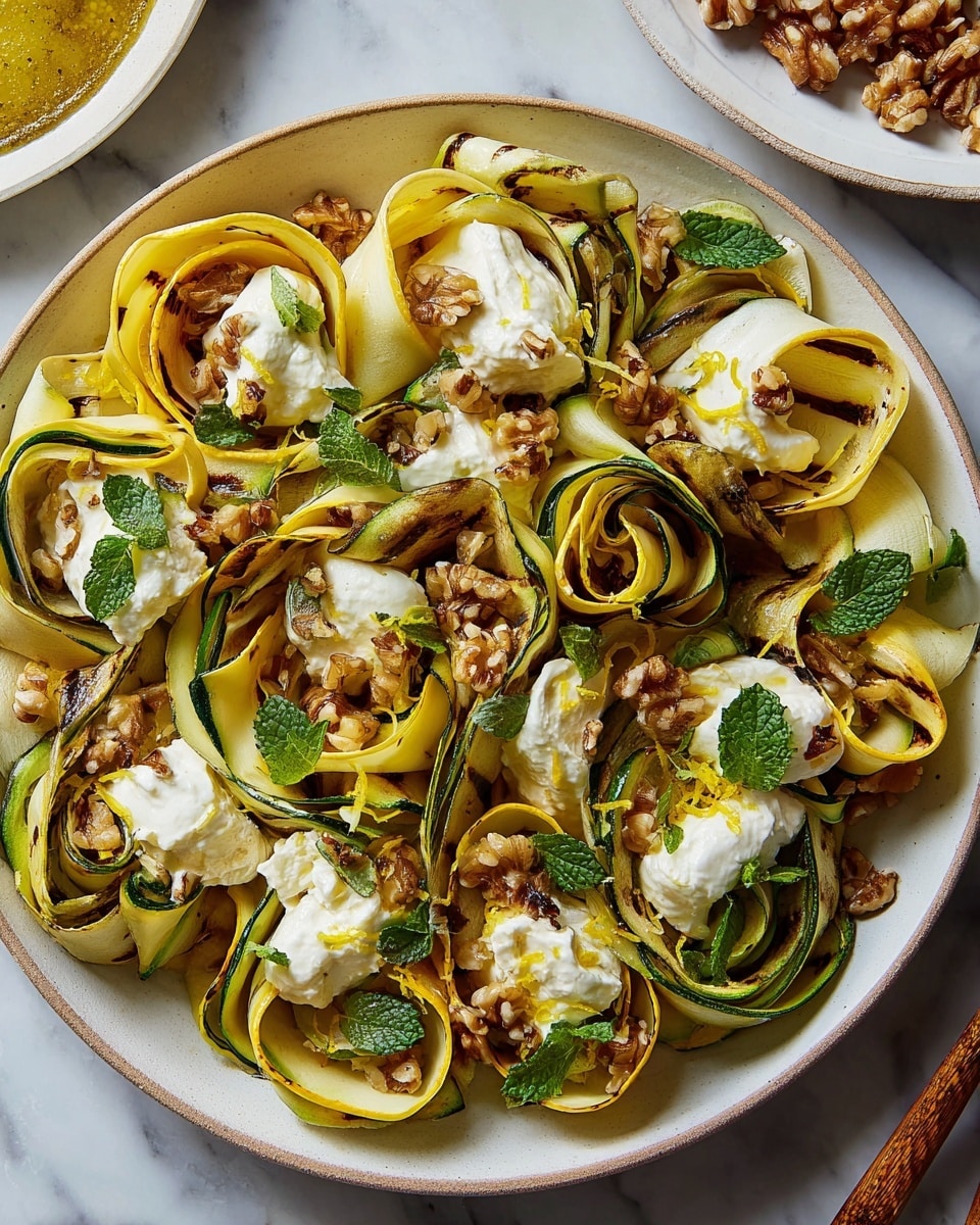 Grilled Zucchini with Ricotta, Walnuts, and Fresh Herbs Recipe