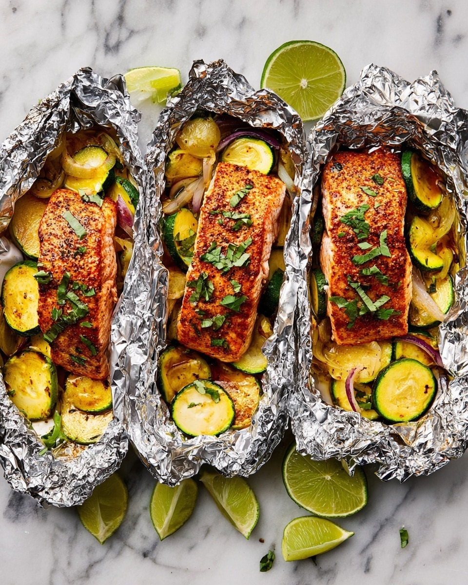 Grilled Honey-Chipotle Salmon Foil Packets with Summer Squash Recipe