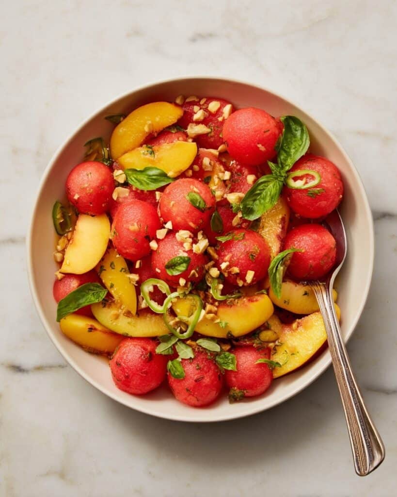 Thai-Inspired Watermelon & Peach Salad Recipe