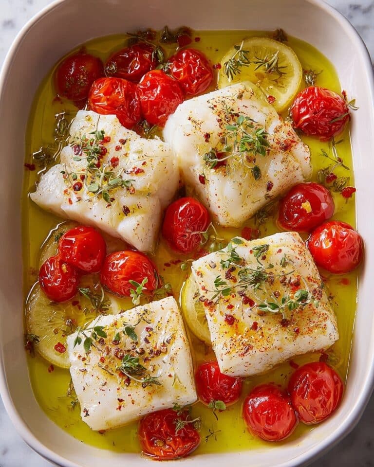 Baked Cod with Cherry Tomatoes, Lemon, and Fresh Herbs Recipe