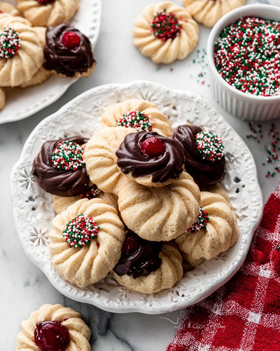 Butter Cookies with Chocolate and Maraschino Cherries Recipe