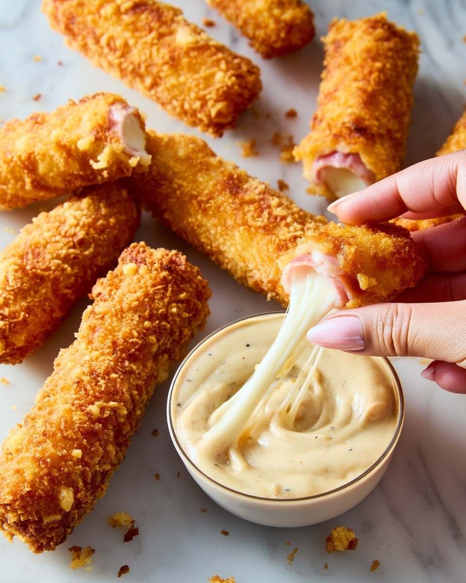Fried Ham & Cheese Mozzarella Sticks Recipe