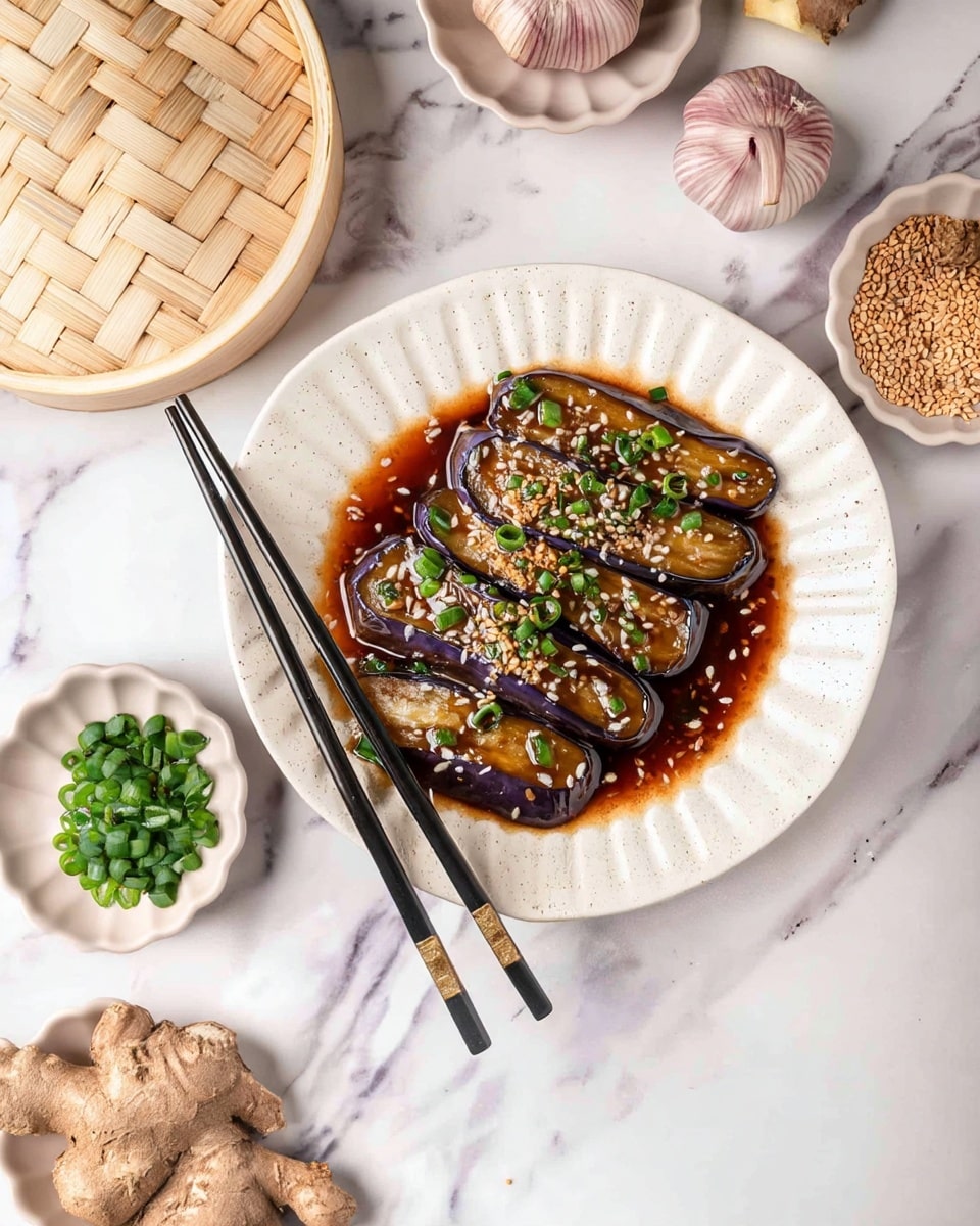 Steamed Eggplant with Soy-Oyster Sauce and Sesame Recipe