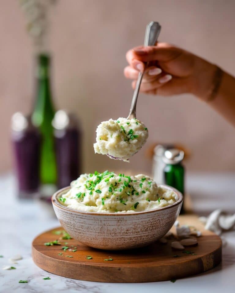 Cauliflower Mashed Potatoes with Roasted Garlic and Cottage Cheese Recipe