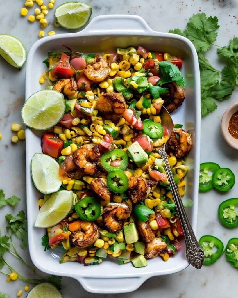 Mexican Corn Salad with Honey Lime Shrimp Recipe
