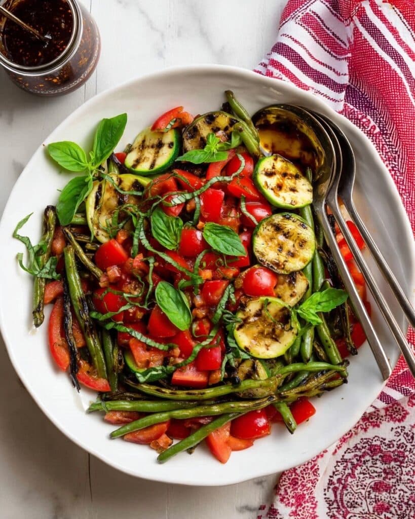 Grilled Zucchini and Green Bean Salad with Balsamic Date Dressing Recipe