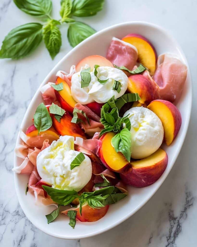 Peach Burrata Salad with Champagne Vinaigrette Recipe
